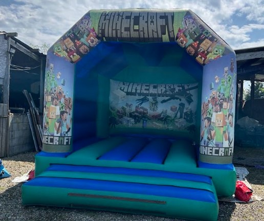 Minecraft Block Bounce Kingdom inflatable with block-themed graphics